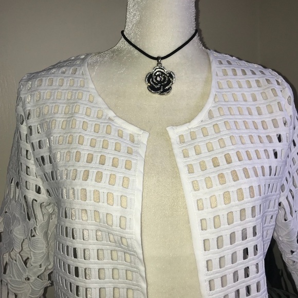 Feratelli Long White Cut Out Cardigan S - Picture 3 of 7